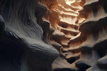 Poster - A picture of a narrow slot in a rock formation with light shining through it. This image can be used to depict natural beauty, exploration, or the concept of finding light in dark places