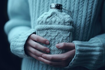 Poster - A person holding a water bottle in their hands. This versatile image can be used to depict hydration, fitness, health, outdoor activities, or eco-friendly lifestyle