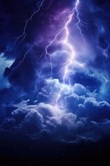 Poster - A picture of the sky with clouds and lightning. This image captures the dramatic beauty of a stormy sky. Perfect for illustrating weather-related articles or adding a dynamic touch to any design
