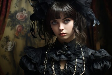 Canvas Print - beautiful young gothic brunette