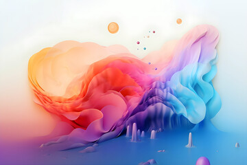 Poster - Colorful glossy liquid wave background. 3D and realistic abstract background. Generative AI