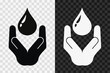Body hydration silhouette icon, vector glyph sign. Ph water symbol isolated on dark and light transparent backgrounds. Ph of blood.