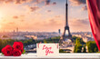 Romantic bouquet in Paris, perfect Valentine's Day