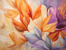 Autumn Symphony: A Close-Up Of A Vibrant Quilted Leaf Design