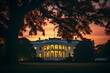 South portico of the white house in Washington DC in early evening