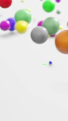 Poster - vertical video suitable for tiktoker or youtuner for abstract background animation multicolored ball blurred white background