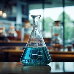 Erlenmeyer flask in a modern laboratory 