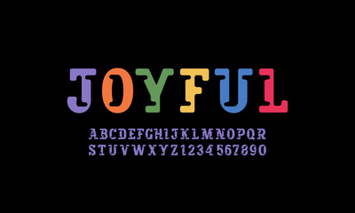 Aufkleber - Slab serif font rounded bright alphabet, cutting block letters from A - Z and numbers from 0 - 9, vector illustration 10EPS