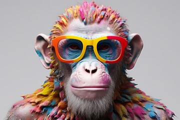 Wall Mural - portrait cool monkey multi colour