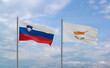 Cyprus and Slovenia flags, country relationship concept