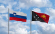 Papua New Guinea and Slovenia flags, country relationship concept