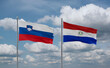Paraguay and Slovenia flags, country relationship concept