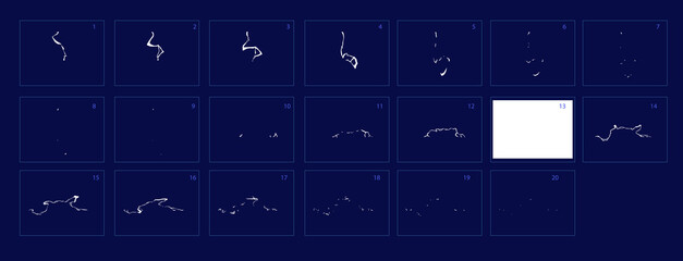 Thunderbolt effect animation frames sprite illustration. Electricity thunderbolt danger, light electric powerful thunder bolt - Vector