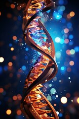 Poster - a dna strand with flames and sparks