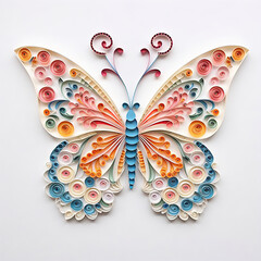 Paper Quilling Artwork: Unique Butterfly Illustration with Rich Textural Depth