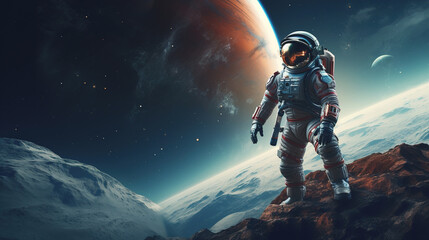 Wall Mural - astronaut on an alien planet