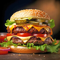 Wall Mural - large burger. AI generated