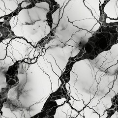 Poster - Black and White Marble Veins Pattern