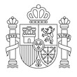 Vector Spain coat of arms. Black and white outline modern emblem for engraving.