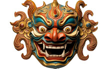 3D Rendering Of A Traditional Tibetan Cham Dancer's Mask On A Transparent Background