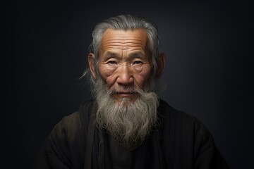 old chinese man with sad expression