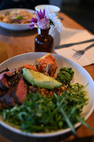 Fototapeta Miasto - salad bowl - Organic food - Healthy plate - steak bowl 