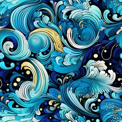 Aufkleber - Paisley Whimsical Waves Pattern