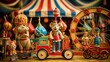 Enter the World of Imagination: Toy Animal Performers and Mischievous Clowns in a Miniature Circus