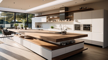 bright friendly modern minimalistic kitchen with natural light