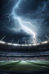 Aufkleber - A stunning image of a stadium with a lightning bolt in the sky. Perfect for sports events and dramatic themes