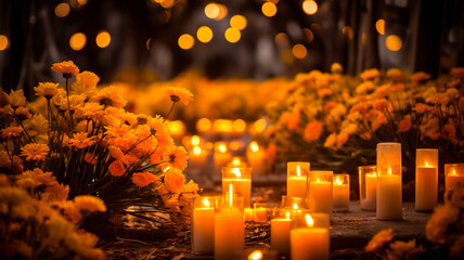 Wall Mural - candles at the cemetery