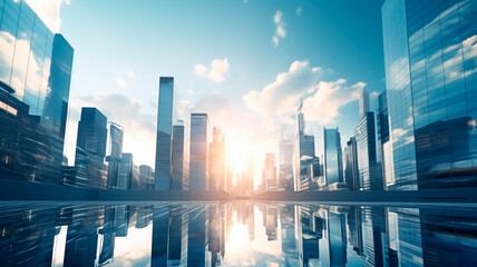 Wall Mural - modern city skyline with skyscrapers and buildings