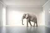 Fototapeta  - big elephant standing in an empty room