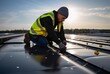 © IgnacioJulian - a solar panel installer attached metal parts to a roof