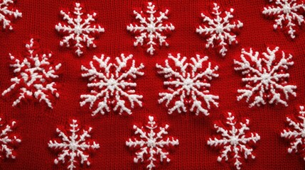 Wall Mural - Knitted Christmas Ugly sweater background in white, red, green colors. Knit print. Knitted Xmas sweater texture wallpaper. Merry Christmas Happy New Year concept..