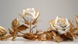 Gold tems vines white rosebuds png design illustration picture AI generated art
