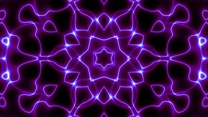 Poster - Transforming abstract mandala. 4k loop footage. Sacred symbol. Shiny Neon Mandala