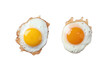Two fried eggs isolated on transparent background