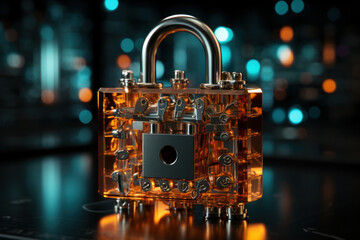 Aufkleber - a secure lock icon on a web browser, showing a safe and encrypted connection. generative ai.
