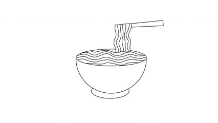 Wall Mural - Animation forms a sketch of a bowl of noodles icon