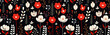 patron  vectorial floral inspirado en los colores navideños fondo negro 