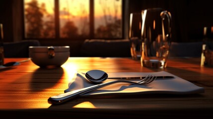 Utensil on the dining table beautiful image Ai generated art