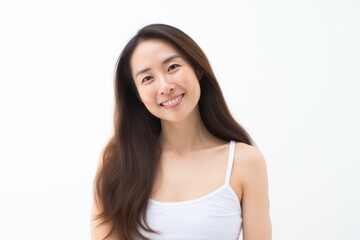 Poster - Asian woman smile happy face portrait white background