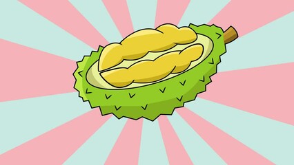 Canvas Print - Animated durian icon with a rotating background