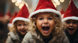 Three children excited about Santa - Christmas morning - Christmas spirit - anticipation - happy - ecstatic - overjoyed - ready to go - holiday spirit 