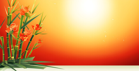 Wall Mural - background with grass and flowers