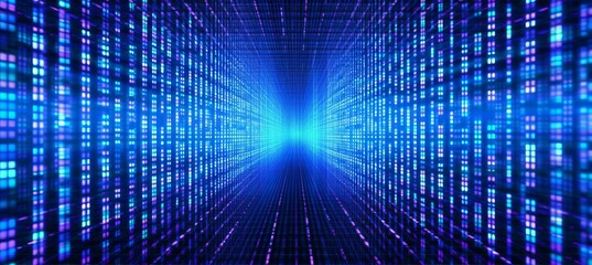 Leinwandbilder - Blue portal virtual space technology background. Generative AI technology.
