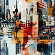 Detailed photograph of Urban Life Collage art,seamless image