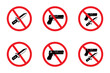 prohibited from carrying weapons, icon set. no weapons. weapons prohibited icon for various templates. stock vector