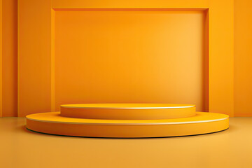 Wall Mural - minimalism yellow podium on yellow background. product display podium for product presentation.